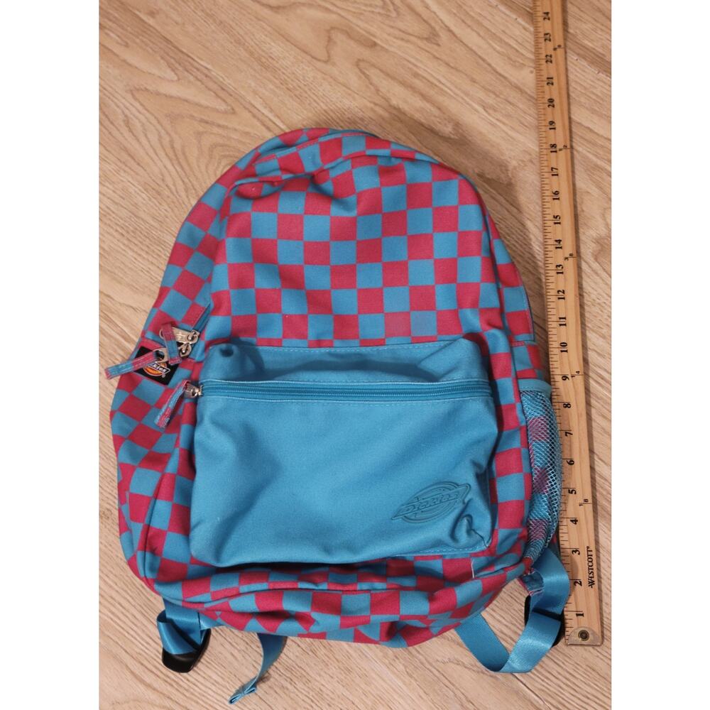 Dickies Laptop Backpack Spencers Exclusive  Blue Pink Checkered Skater Pre-owned - Picture 2 of 9